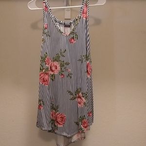 Striped Floral Handkerchief Style Tank
